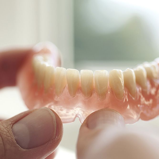 A set of lower dentures